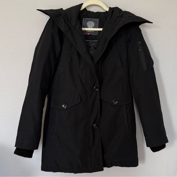 Vince Camuto Jackets & Blazers - Vince Camuto Black Utility Trench Winter Parka Jacket Hood Coat Women size XS/S